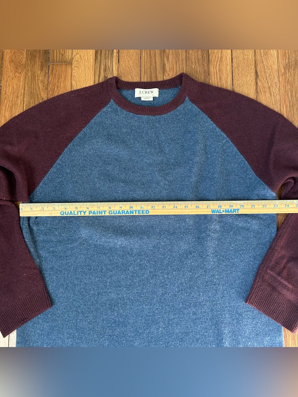 J Crew Sweater Mens Large Lambswool Crewneck Raglan Knit Pullover Color Block - Picture 4 of 6